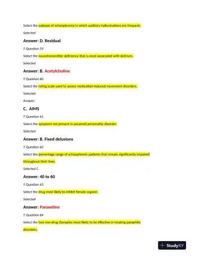 NRNP6635 Psychopathology Final Exam With Answers (231 Solved Questions) - Page 13 preview image
