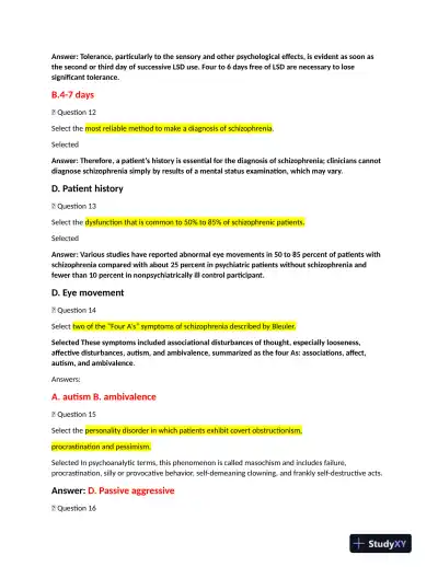 NRNP6635 Psychopathology Final Exam With Answers (231 Solved Questions) - Page 4 preview image