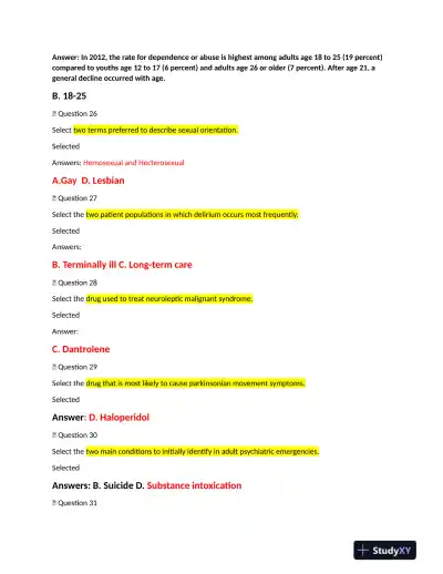 NRNP6635 Psychopathology Final Exam With Answers (231 Solved Questions) - Page 7 preview image