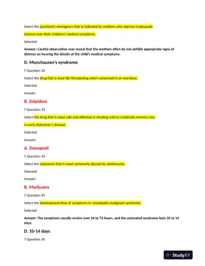 NRNP6635 Psychopathology Final Exam With Answers (231 Solved Questions) - Page 8 preview image