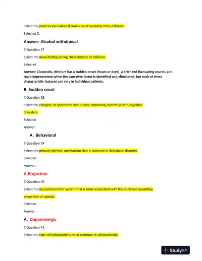 NRNP6635 Psychopathology Final Exam With Answers (231 Solved Questions) - Page 9 preview image