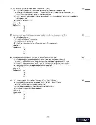 Principles Of Corporate Finance, Second Canadian Edition Test Bank - Page 14 preview image