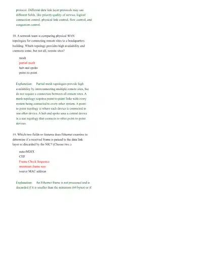 CCNA 1 v7 Modules 4 to 7 Ethernet Concepts Exam An - Page 9 preview image