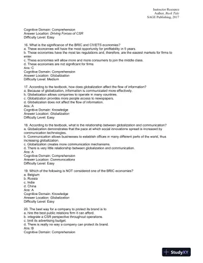 Strategic Corporate Social Responsibility: Sustainable Value Creation Fourth Edition Test Bank - Page 13 preview image