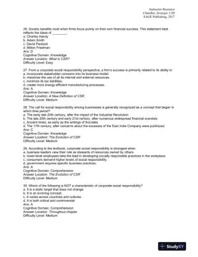 Strategic Corporate Social Responsibility: Sustainable Value Creation Fourth Edition Test Bank - Page 7 preview image