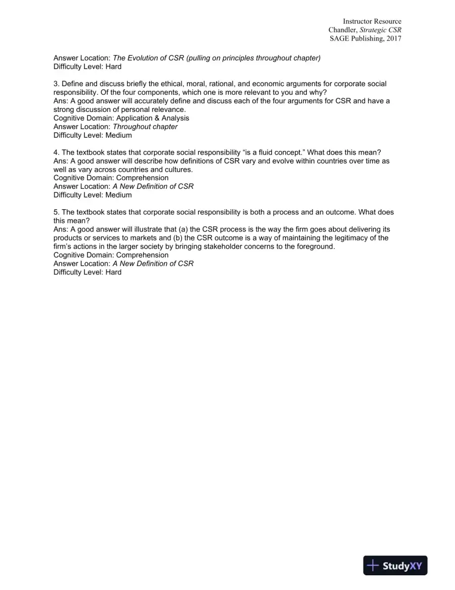Strategic Corporate Social Responsibility: Sustainable Value Creation Fourth Edition Test Bank, page 9