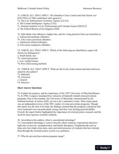 Criminal Justice Policy 1st Edition Test Bank - Page 12 preview image