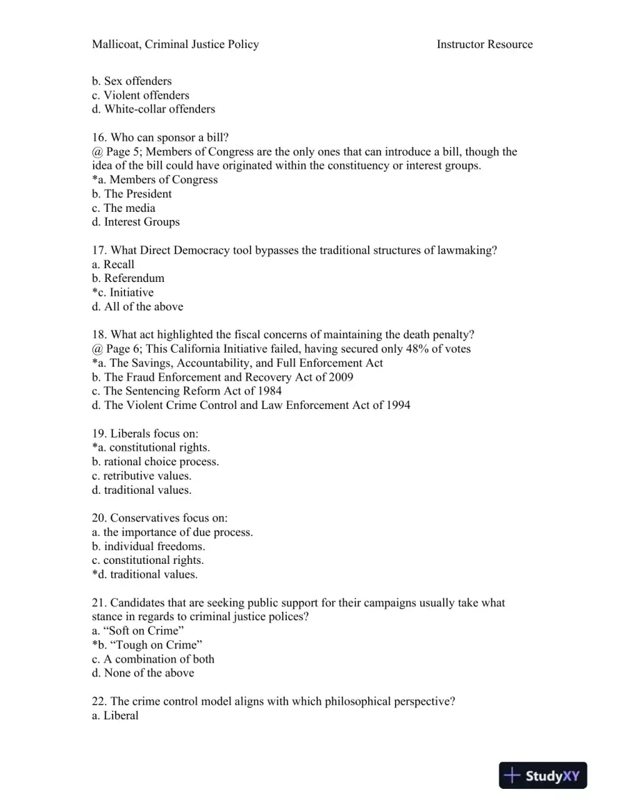 Criminal Justice Policy 1st Edition Test Bank, page 4