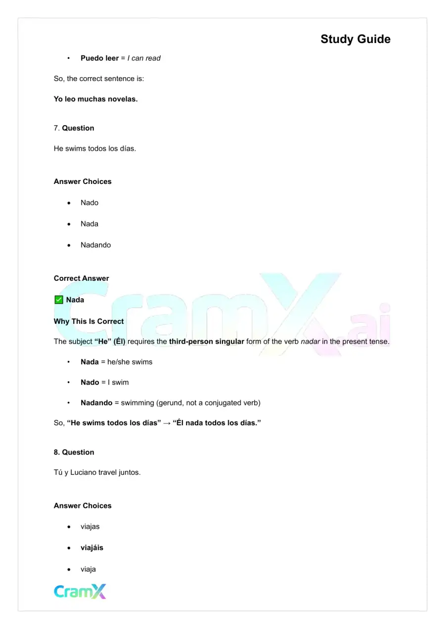 Spanish I - Infinitive and Regular Verb Use, page 10