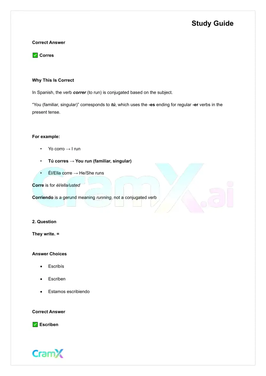 Spanish I - Infinitive and Regular Verb Use, page 6