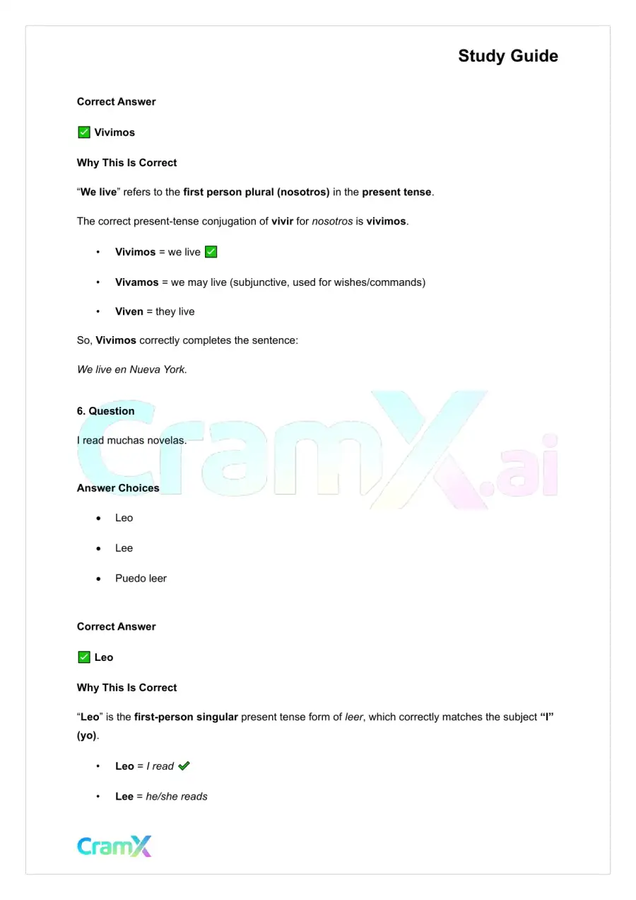 Spanish I - Infinitive and Regular Verb Use, page 9