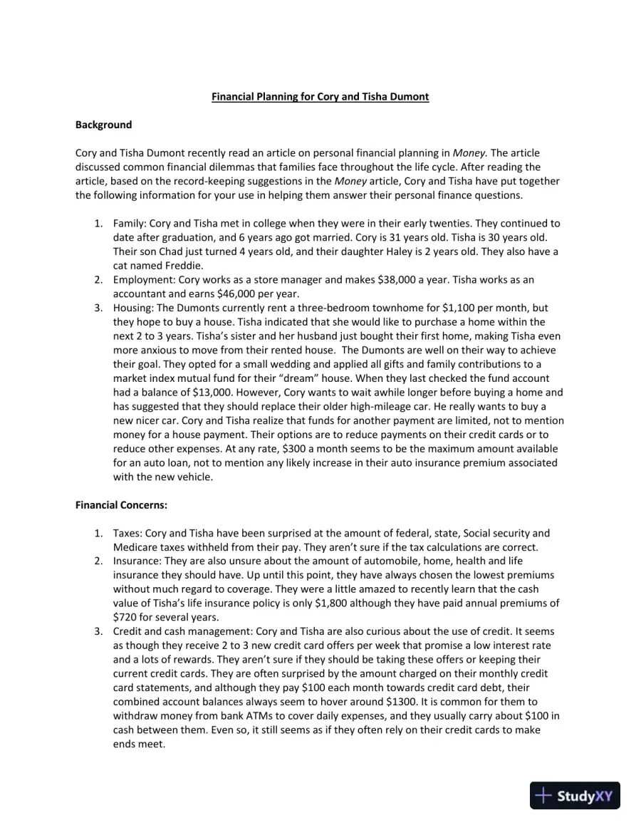 Financial Planning For Cory And Tisha Dumont, page 3
