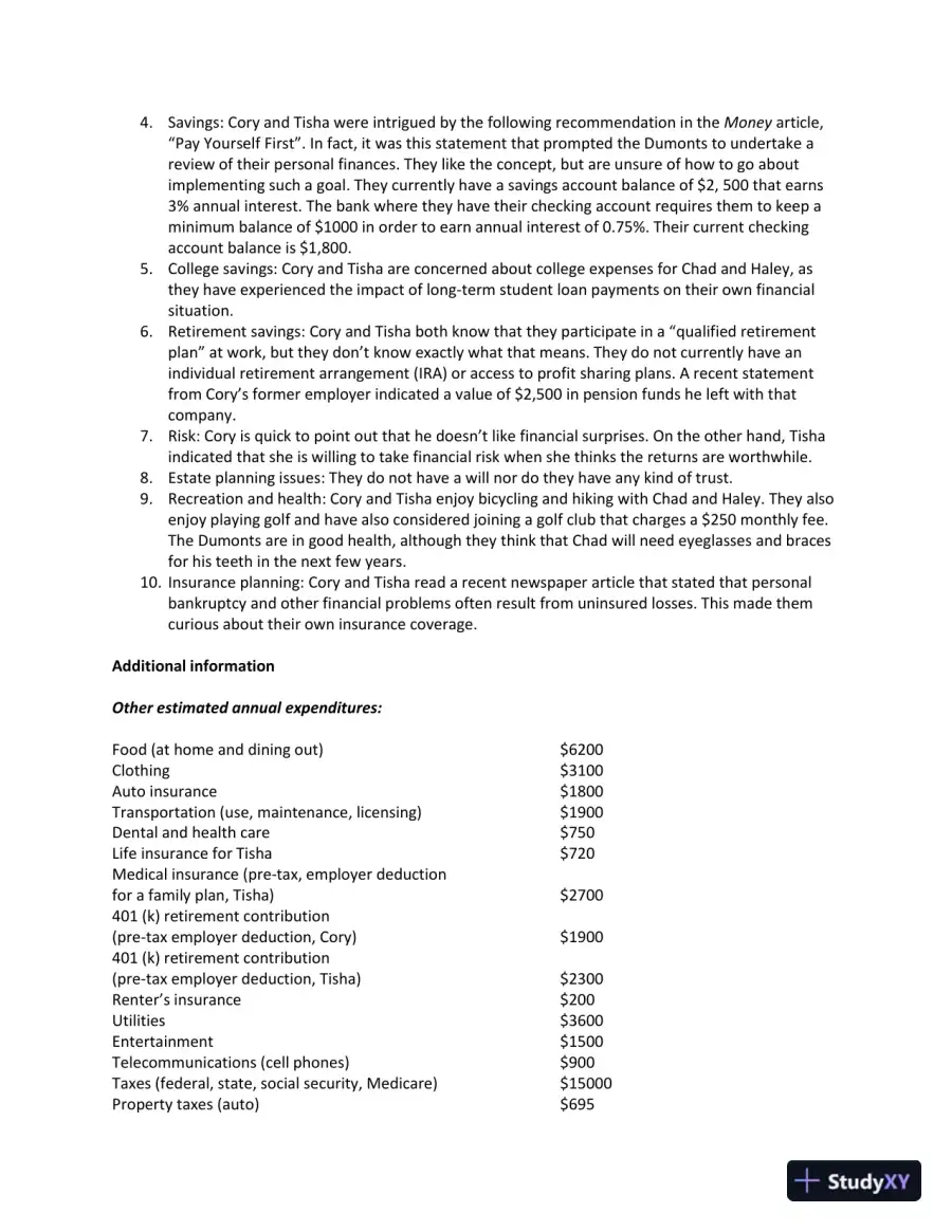 Financial Planning For Cory And Tisha Dumont, page 4