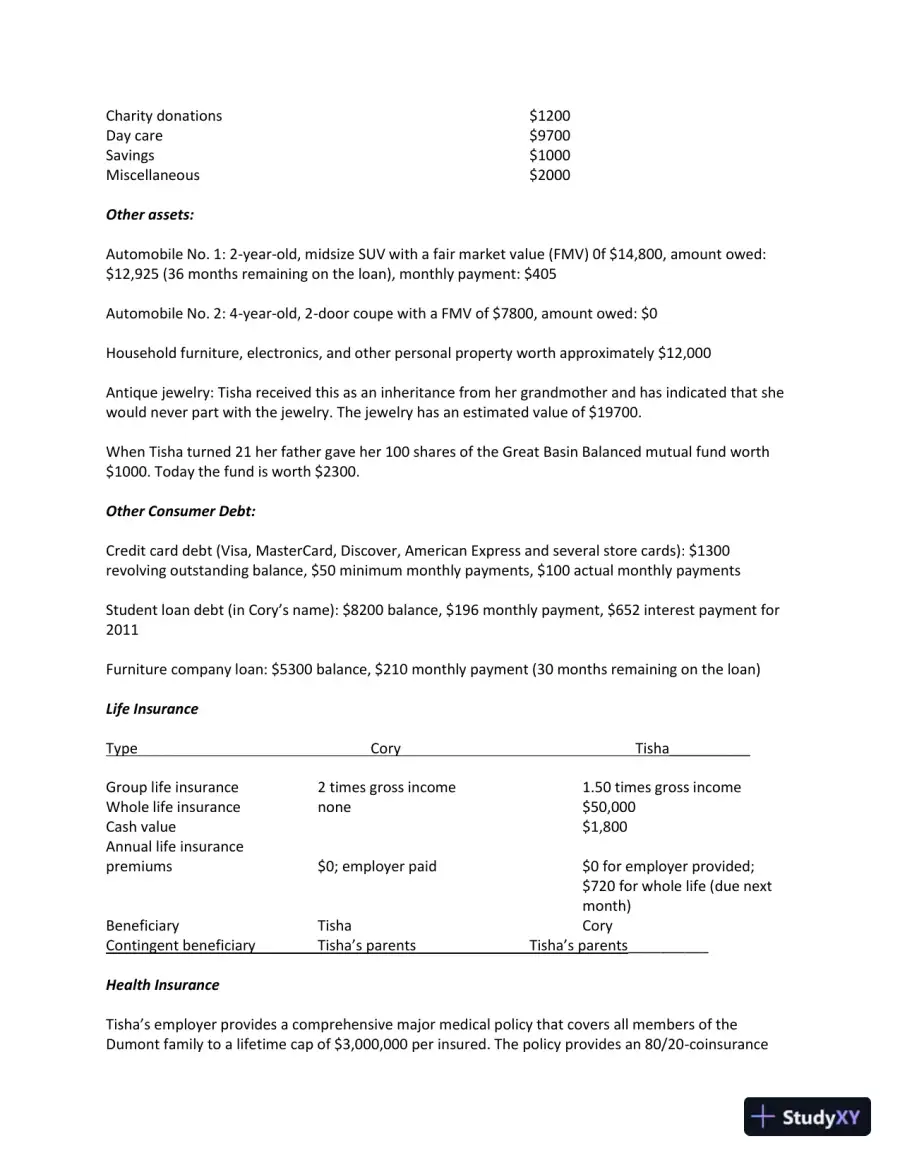 Financial Planning For Cory And Tisha Dumont, page 5