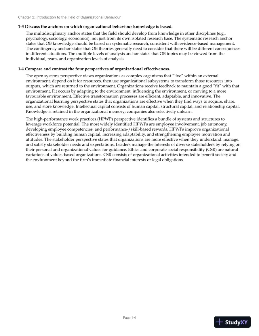 Solution Manual for Canadian Organizational Behaviour, 10th Edition, page 5