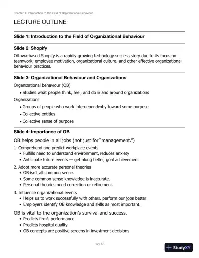 Solution Manual for Canadian Organizational Behaviour, 10th Edition - Page 6 preview image