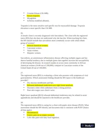 HESI Medical Surgical Practice Exam With Answers (131 Solved Questions) - Page 10 preview image