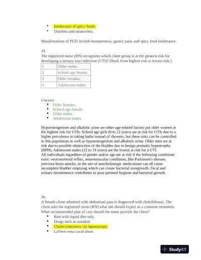 HESI Medical Surgical Practice Exam With Answers (131 Solved Questions) - Page 11 preview image