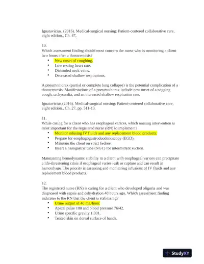 HESI Medical Surgical Practice Exam With Answers (131 Solved Questions) - Page 5 preview image