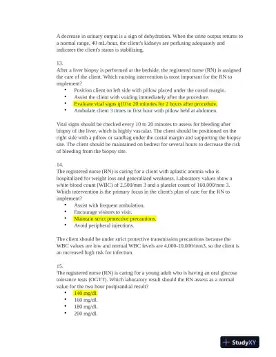 HESI Medical Surgical Practice Exam With Answers (131 Solved Questions) - Page 6 preview image