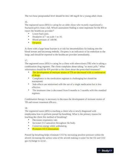 HESI Medical Surgical Practice Exam With Answers (131 Solved Questions) - Page 7 preview image