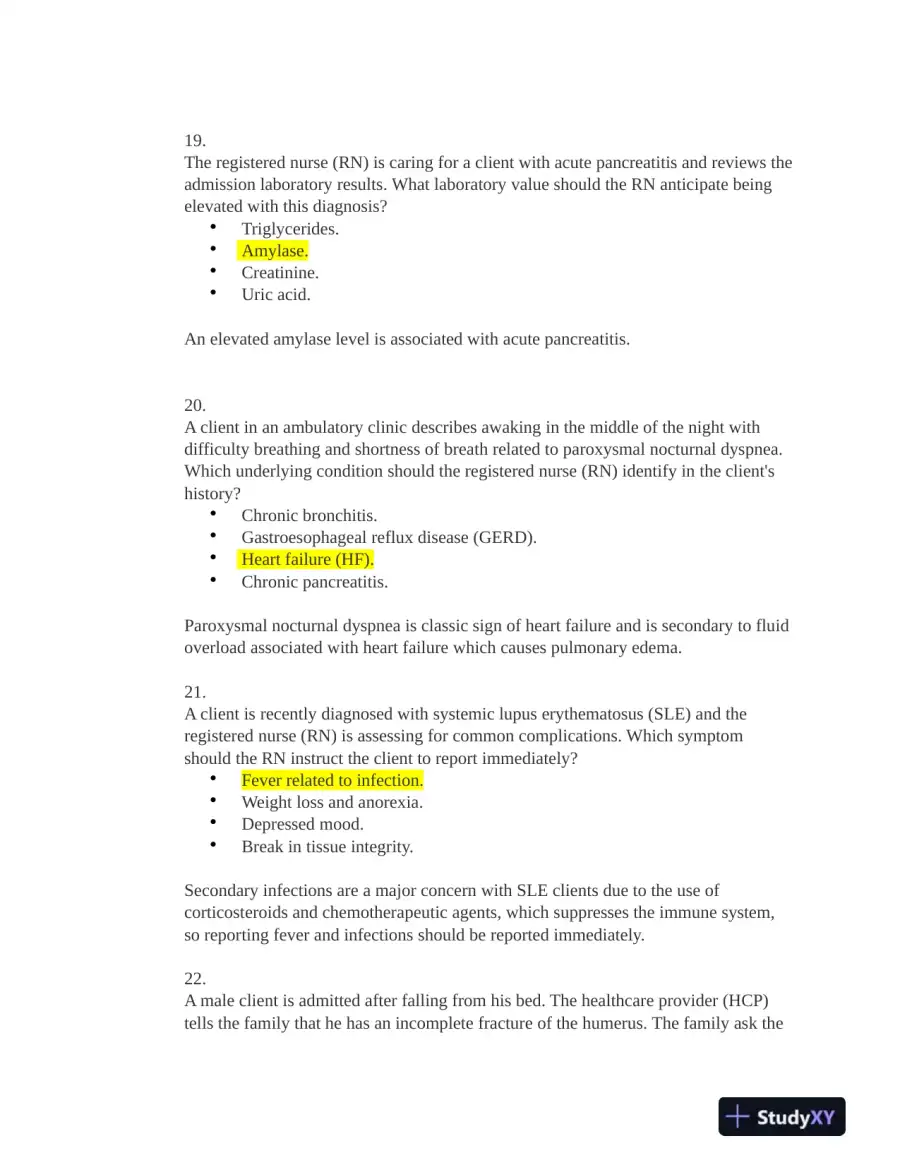 HESI Medical Surgical Practice Exam With Answers (131 Solved Questions), page 8