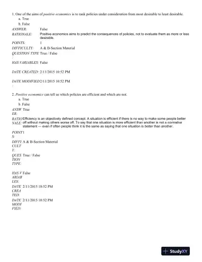 Microeconomics: An Intuitive Approach with Calculus 2nd Edition Test Bank - Page 1 preview image