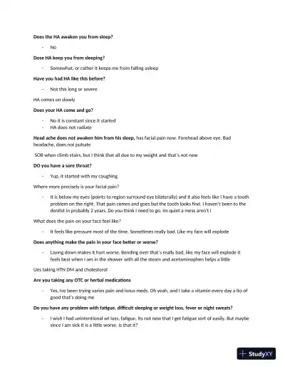 William Fredericks Health Assessment Practice Exam (1 Solved Case) - Page 4 preview image