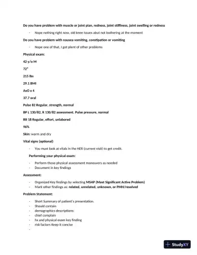 William Fredericks Health Assessment Practice Exam (1 Solved Case) - Page 5 preview image