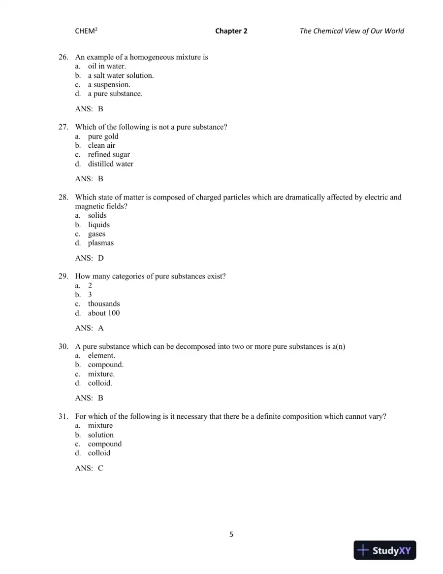 CHEM2: Chemistry in Your World 2nd Edition Test Bank, page 10