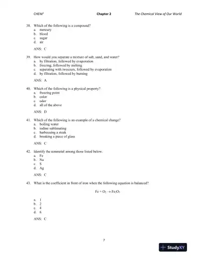 CHEM2: Chemistry in Your World 2nd Edition Test Bank - Page 12 preview image