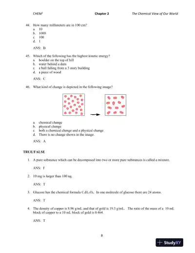 CHEM2: Chemistry in Your World 2nd Edition Test Bank - Page 13 preview image
