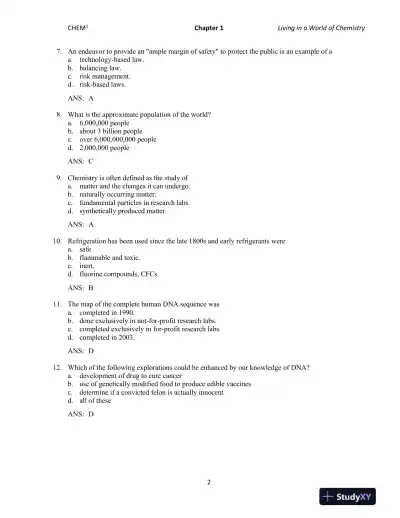 CHEM2: Chemistry in Your World 2nd Edition Test Bank - Page 3 preview image