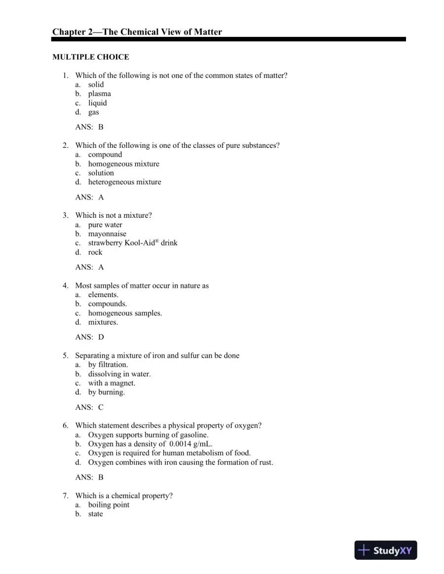 CHEM2: Chemistry in Your World 2nd Edition Test Bank, page 6