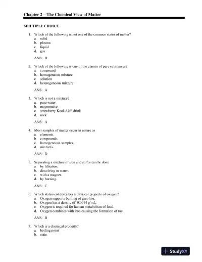 CHEM2: Chemistry in Your World 2nd Edition Test Bank - Page 6 preview image