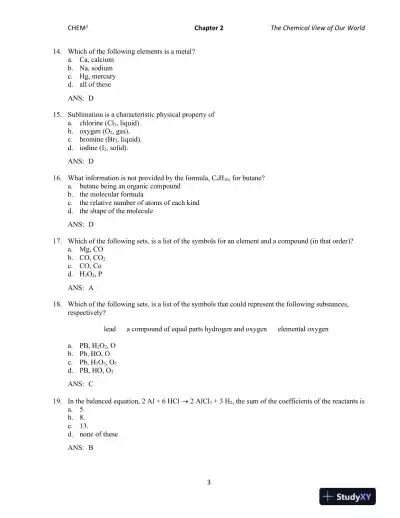 CHEM2: Chemistry in Your World 2nd Edition Test Bank - Page 8 preview image