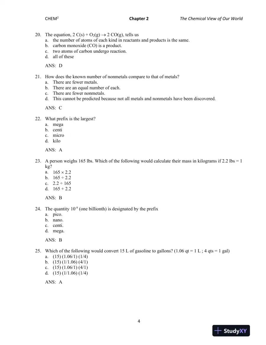 CHEM2: Chemistry in Your World 2nd Edition Test Bank, page 9