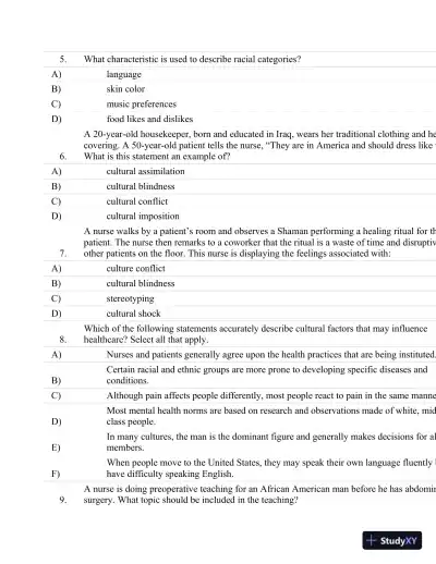 Test Bank For Fundamentals Of Nursing: The Art And Science Of Nursing Care Seventh, North American Edition Edition - Page 10 preview image