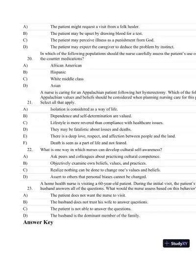 Test Bank For Fundamentals Of Nursing: The Art And Science Of Nursing Care Seventh, North American Edition Edition - Page 13 preview image