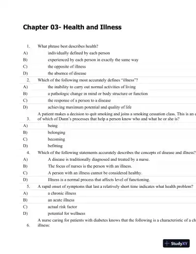 Test Bank For Fundamentals Of Nursing: The Art And Science Of Nursing Care Seventh, North American Edition Edition - Page 15 preview image