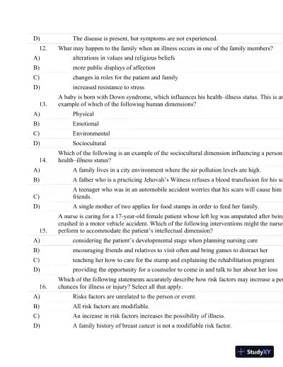 Test Bank For Fundamentals Of Nursing: The Art And Science Of Nursing Care Seventh, North American Edition Edition - Page 17 preview image
