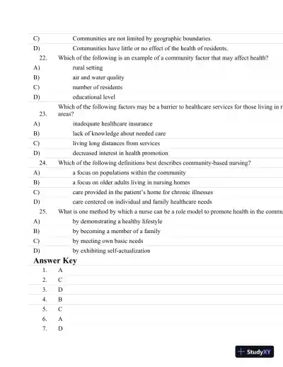 Test Bank For Fundamentals Of Nursing: The Art And Science Of Nursing Care Seventh, North American Edition Edition - Page 26 preview image