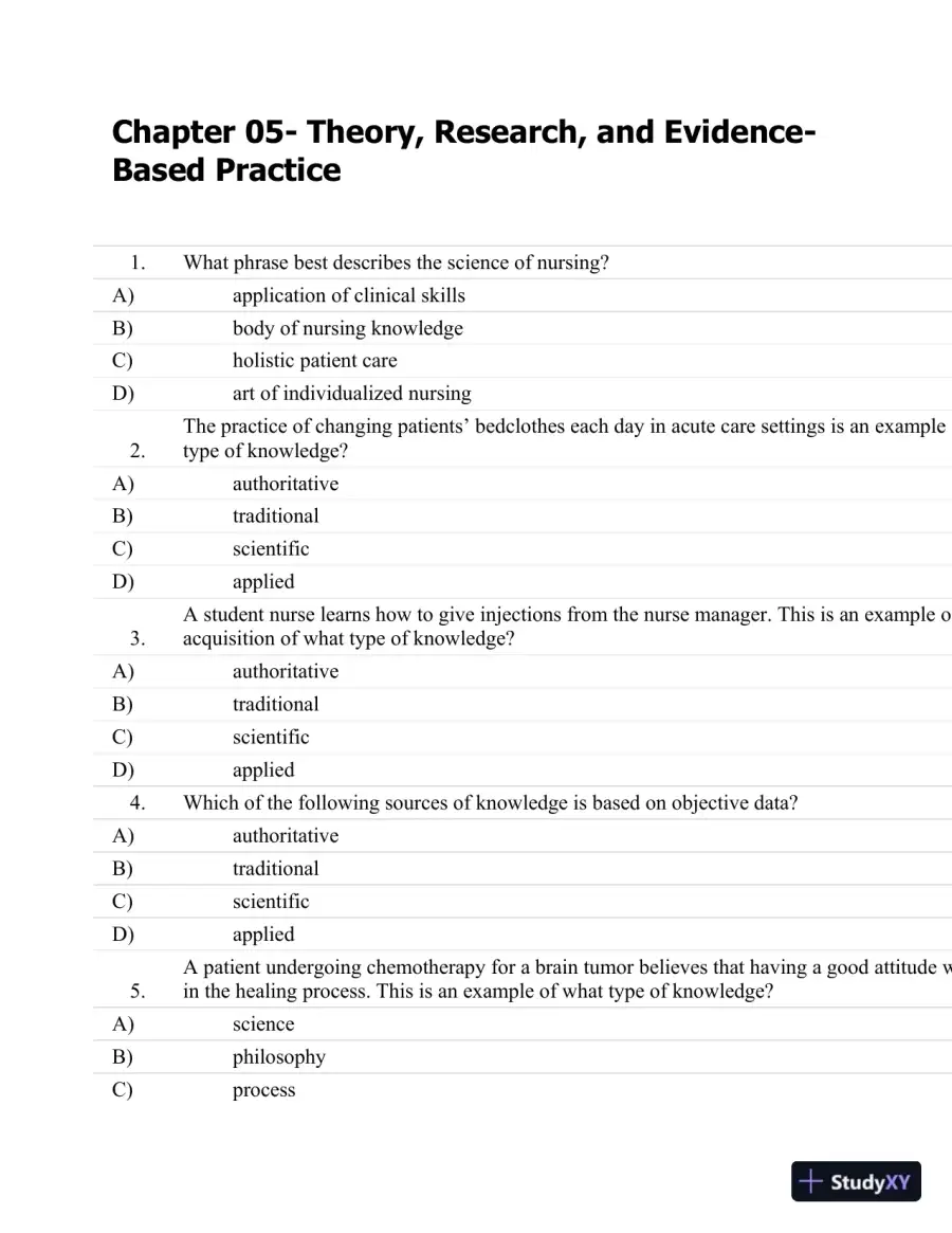 Test Bank For Fundamentals Of Nursing: The Art And Science Of Nursing Care Seventh, North American Edition Edition, page 28