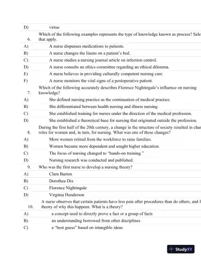 Test Bank For Fundamentals Of Nursing: The Art And Science Of Nursing Care Seventh, North American Edition Edition - Page 29 preview image
