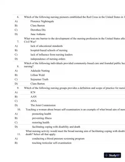 Test Bank For Fundamentals Of Nursing: The Art And Science Of Nursing Care Seventh, North American Edition Edition - Page 3 preview image