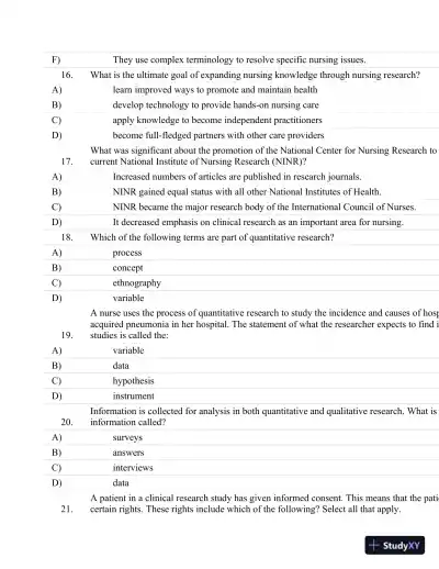 Test Bank For Fundamentals Of Nursing: The Art And Science Of Nursing Care Seventh, North American Edition Edition - Page 31 preview image