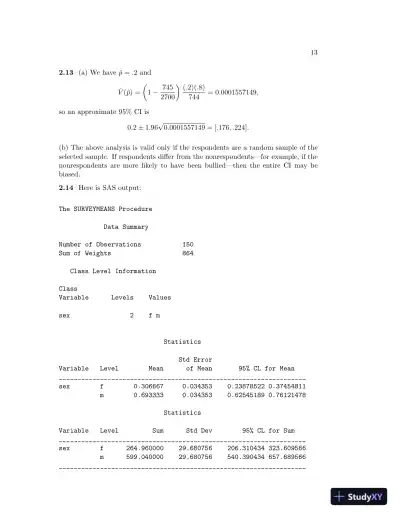 Sampling: Design and Analysis, 2nd Edition Solution Manual - Page 14 preview image