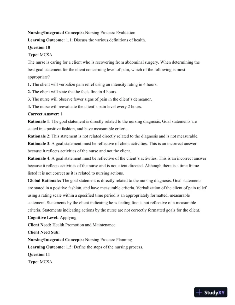 Test Bank For Health and Physical Assessment In Nursing, 2nd Edition, page 10