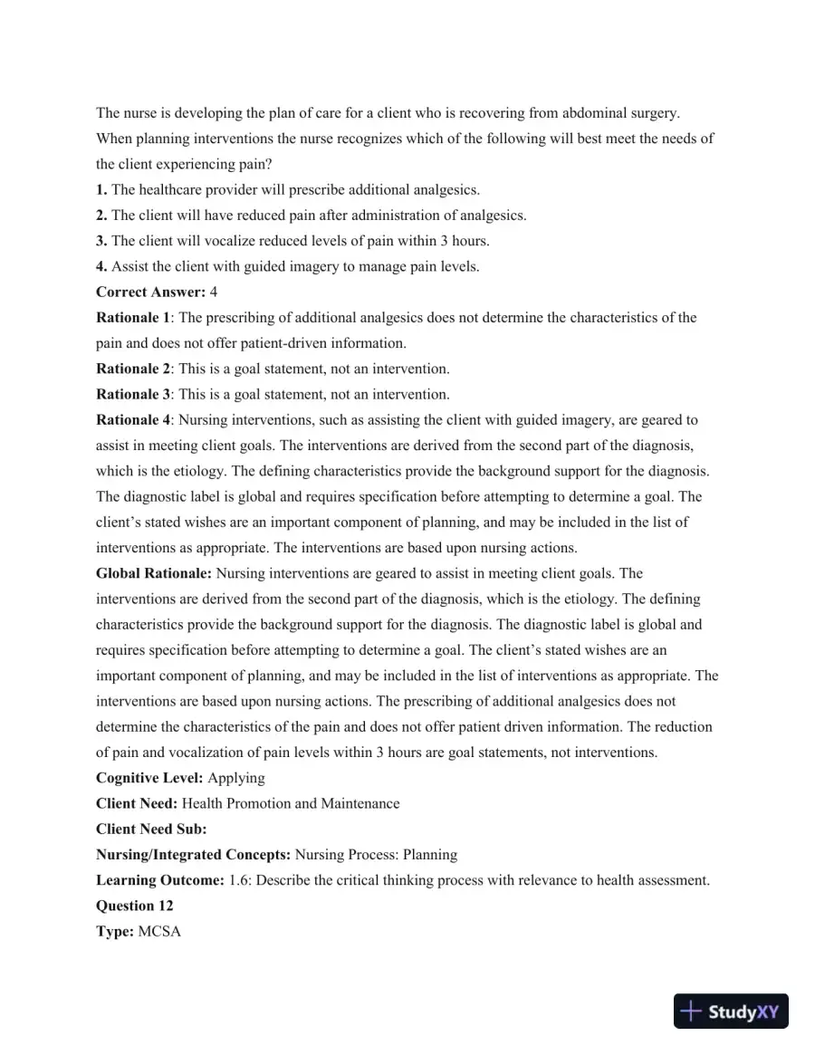 Test Bank For Health and Physical Assessment In Nursing, 2nd Edition, page 11