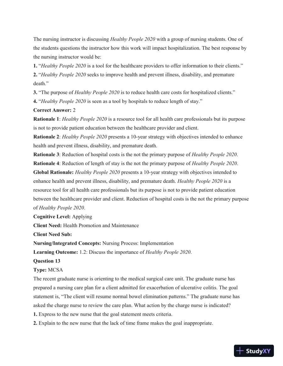 Test Bank For Health and Physical Assessment In Nursing, 2nd Edition, page 12